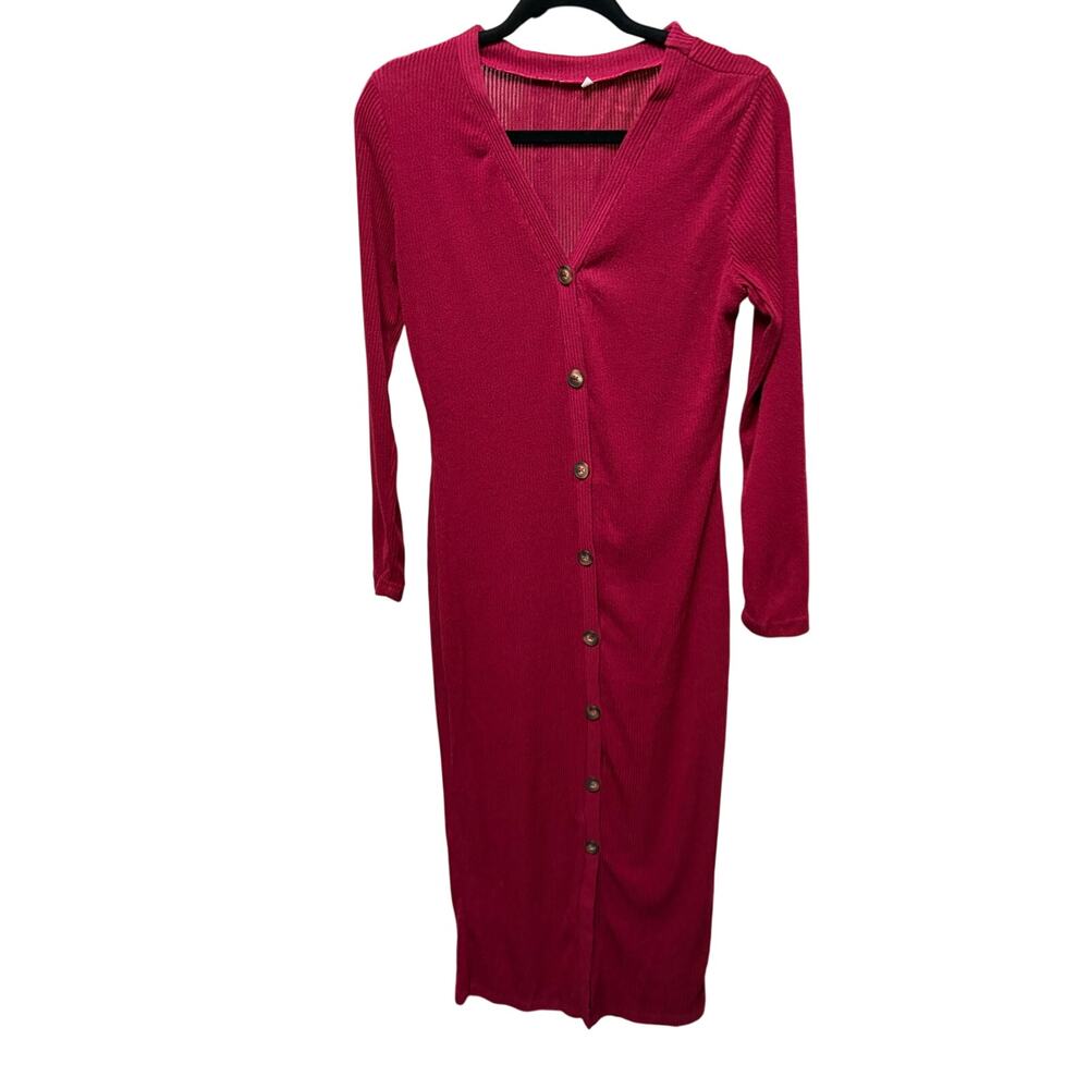 NWOT-2XL-Ribbed Knit Button Front Sweater Dress